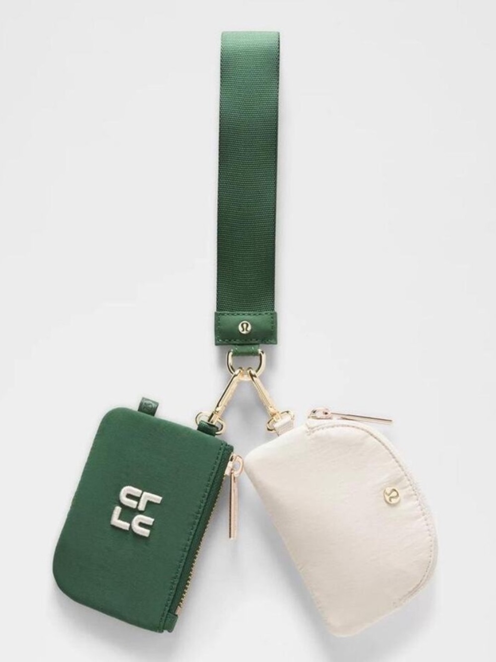 NWT Lululemon Dual Pouch Wristlet *Stack 
Ivy Grove/Light Ivory/Gold